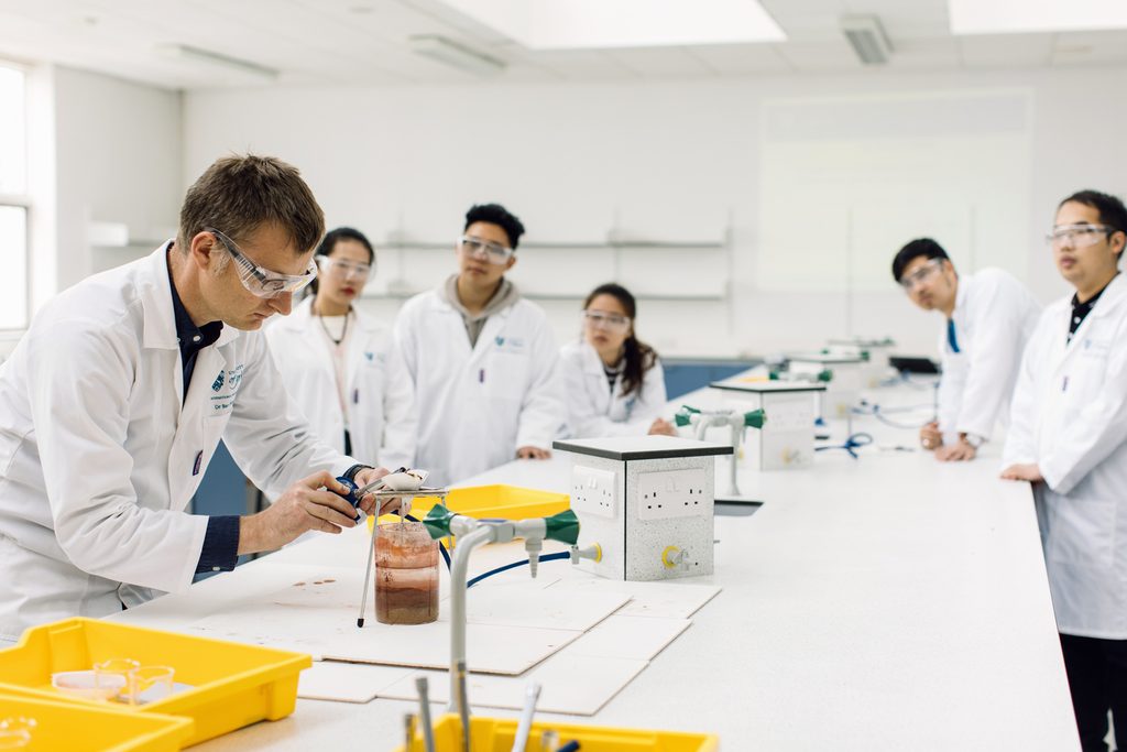 University of York student conducting an experiment at the science lab