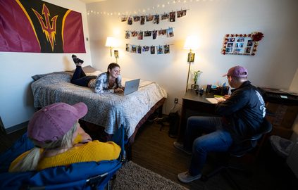 ASU students in a dorm room at Lake Havasu campus