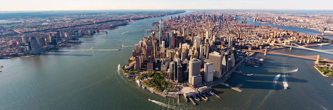 Aerial view of lower Manhattan, New York