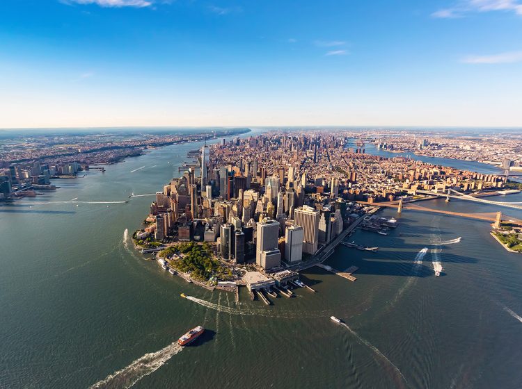Aerial view of lower Manhattan, New York