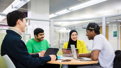 University of Brighton students socialising at the study area