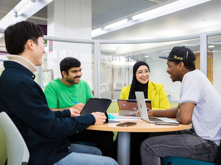 University of Brighton students socialising at the study area