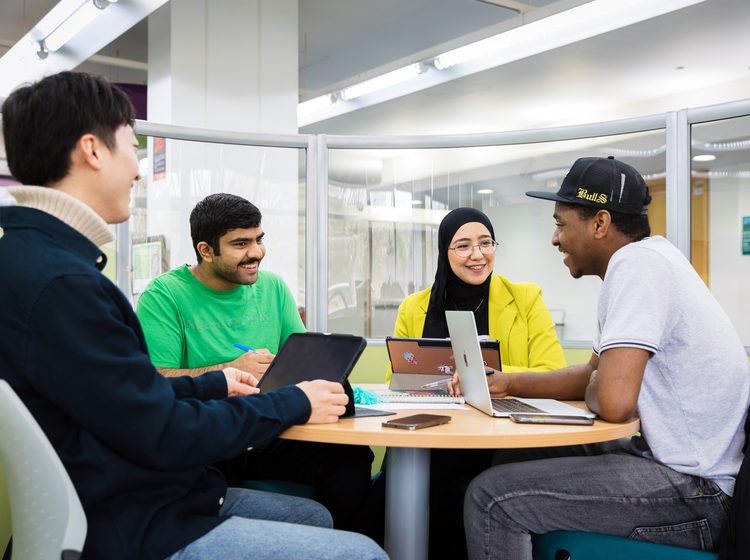 University of Brighton students socialising at the study area