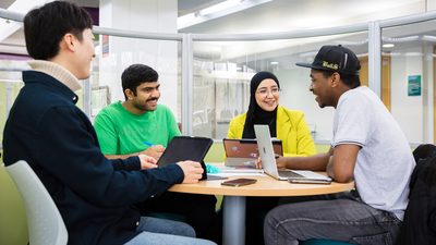 University of Brighton students socialising at the study area