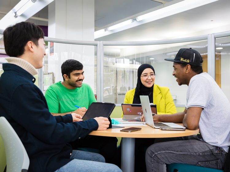 University of Brighton students socialising at the study area