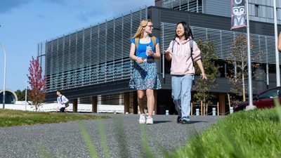 Two students from UVic taking a walk