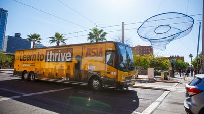 ASU bus on the road of Downtown campus