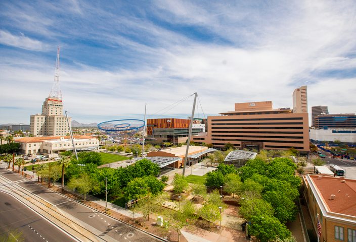 Aerial view of ASU downtown campus