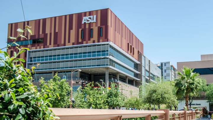 view of seating area and building at ASU downtown campus