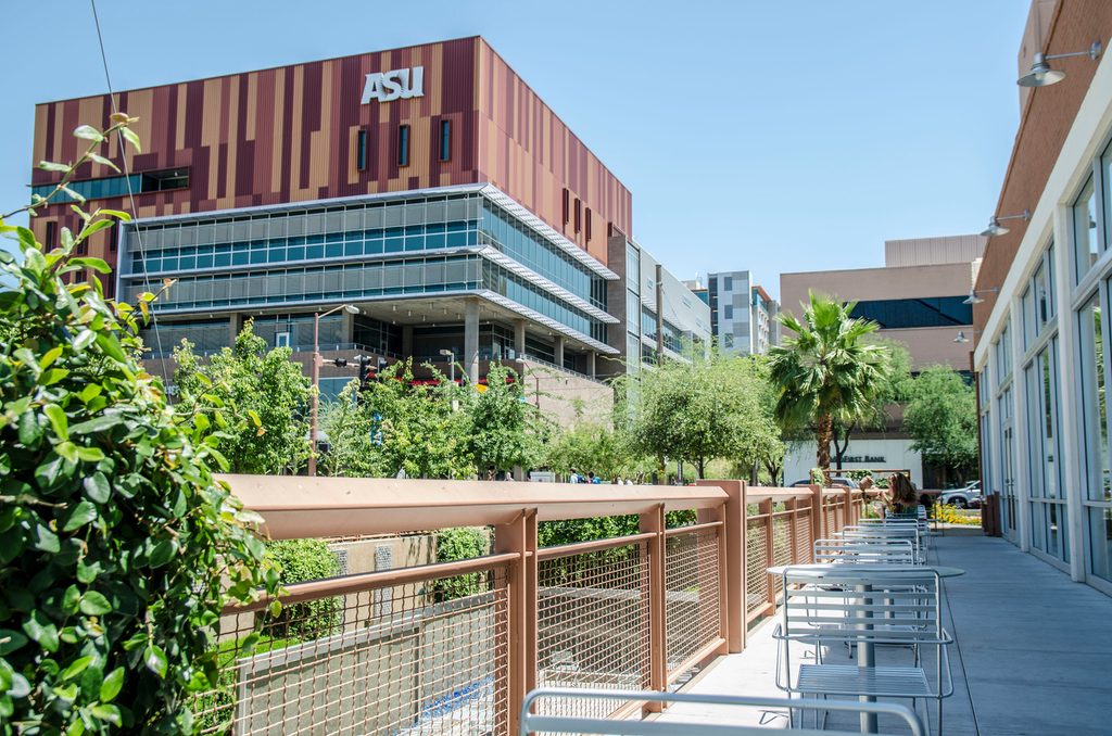 view of seating area and building at ASU downtown campus