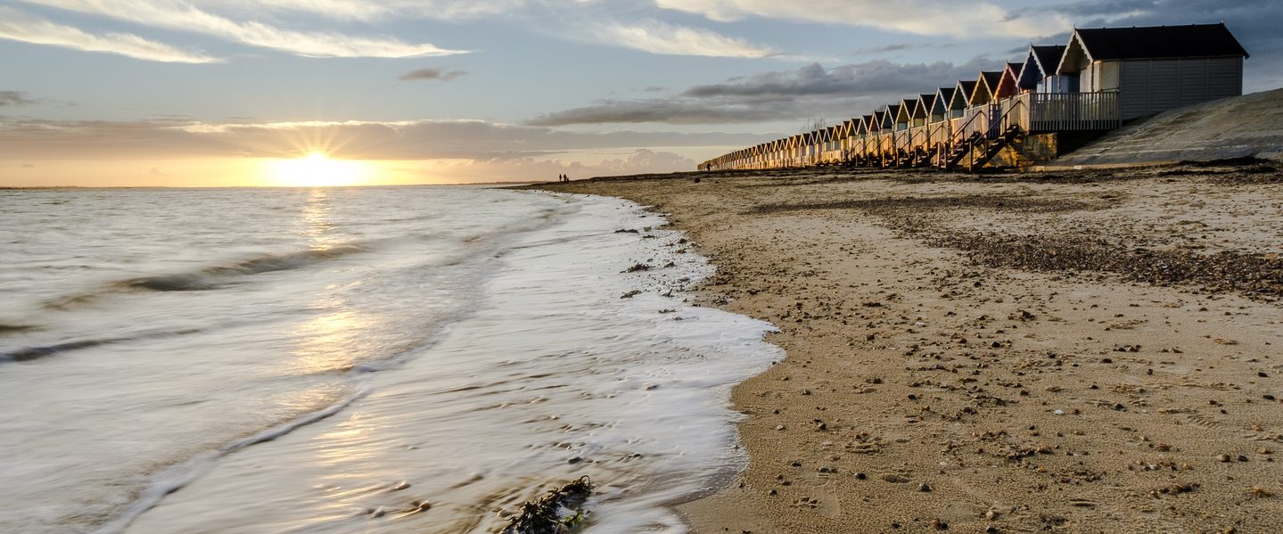 Beach at West Mersea at sunset