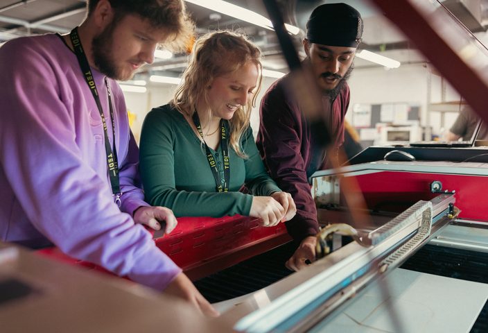 TEDI students learning in the engineering lab