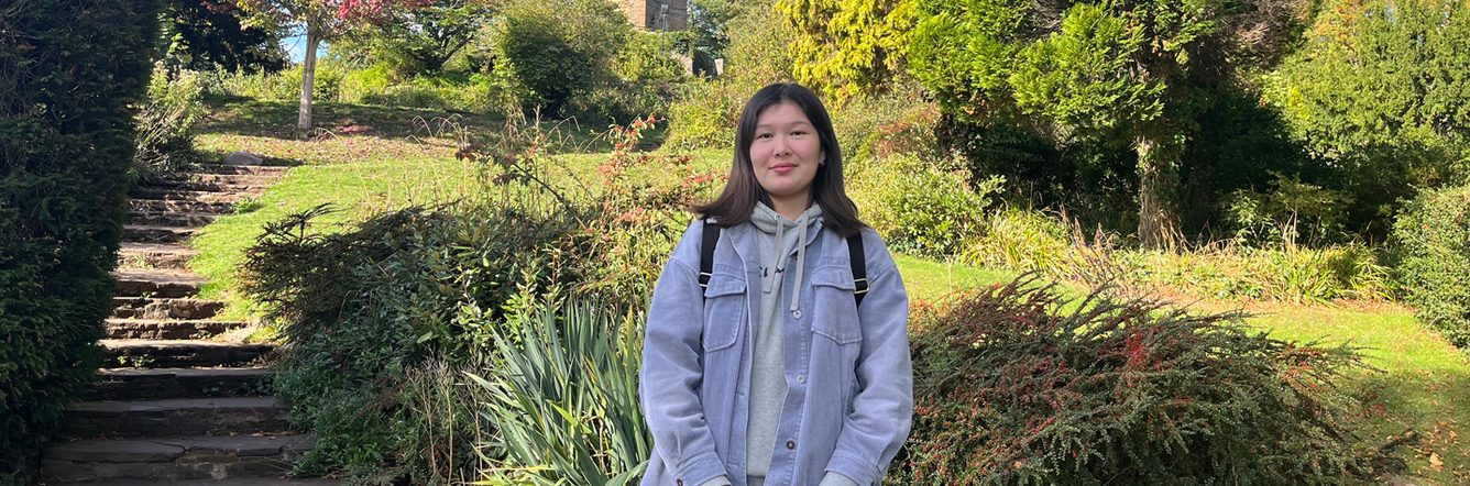 Dariga UBIC student posing on campus