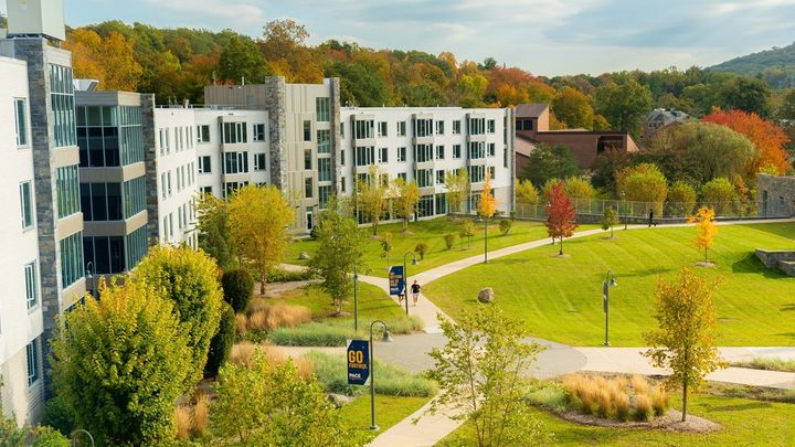 view of Pace University Westchester campus buildings