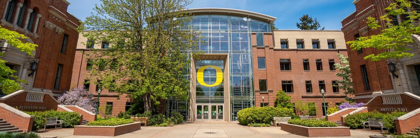 Entrance of Lillis Business Complex at University of Oregon