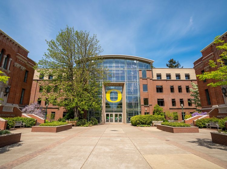Entrance of Lillis Business Complex at University of Oregon