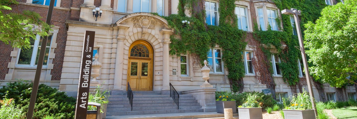 Exterior of Arts building and Convocation hall in summer