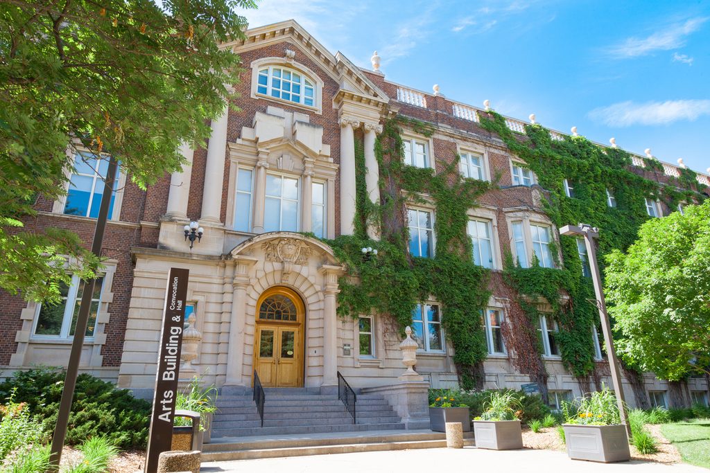 Exterior of Arts building and Convocation hall in summer