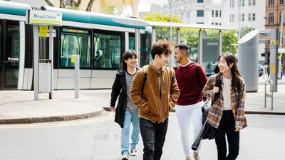 UNIC students walking in town