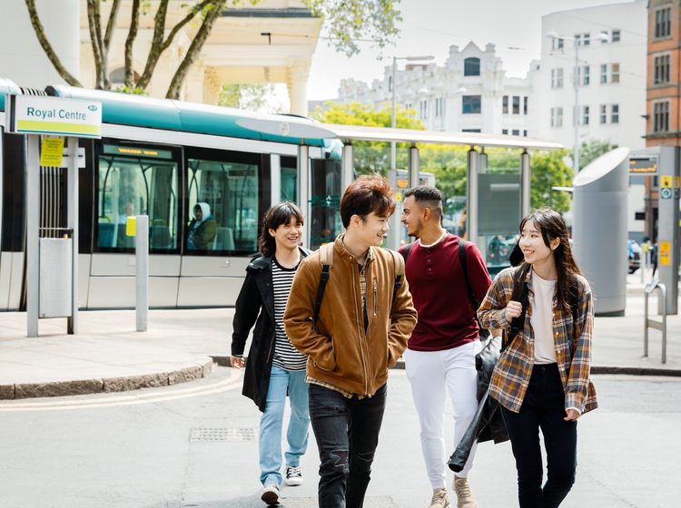 UNIC students walking in town