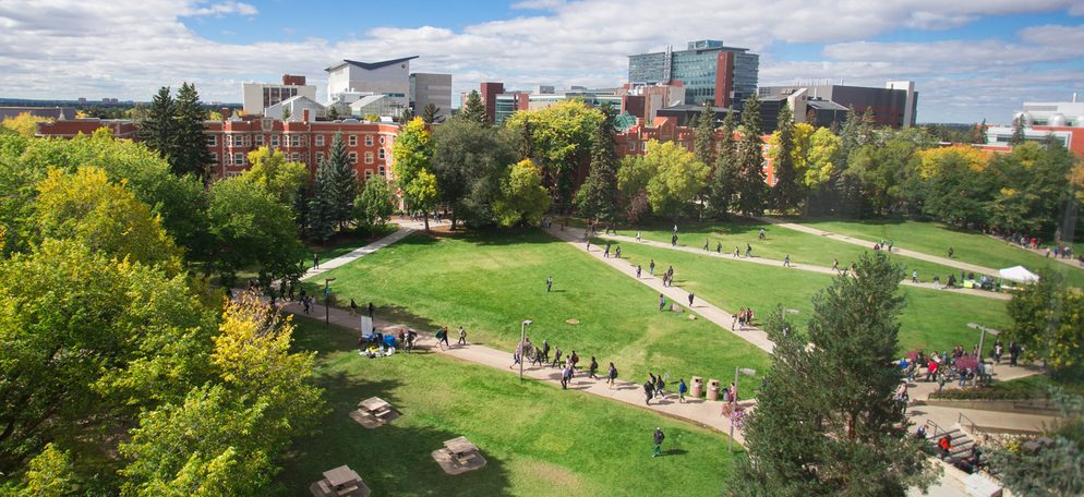 Aerial view of University of Alberta's campus