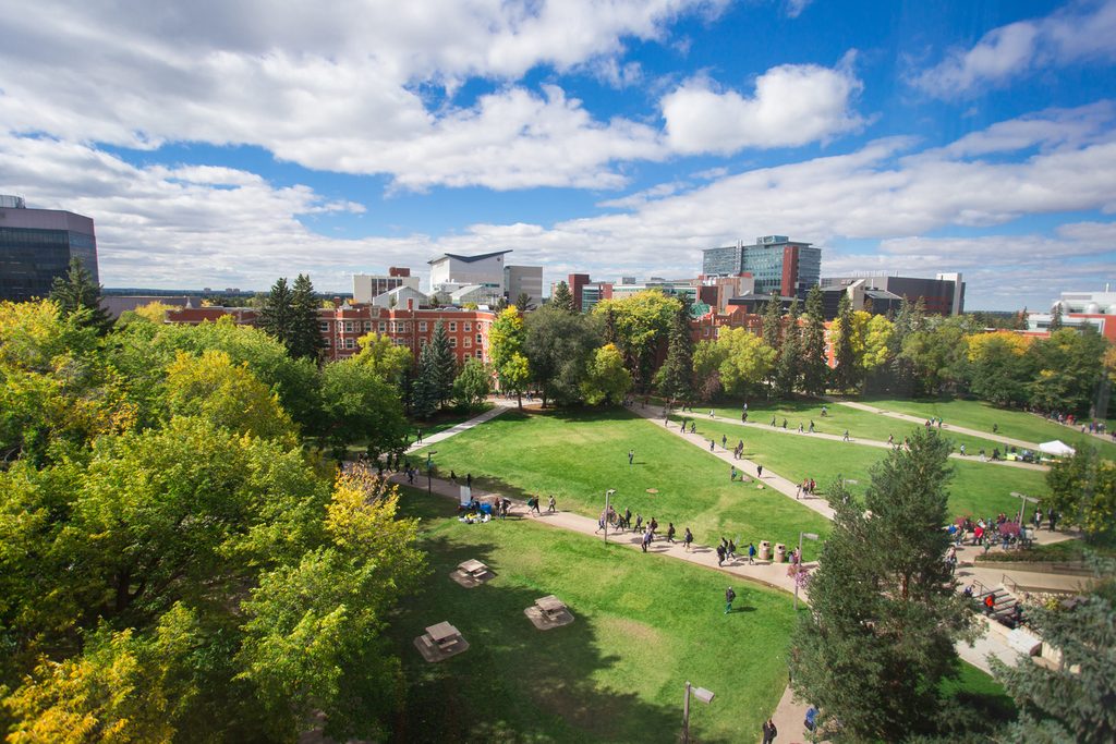 Aerial view of University of Alberta's campus