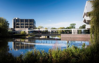 University of York's exhibition centre by the lake