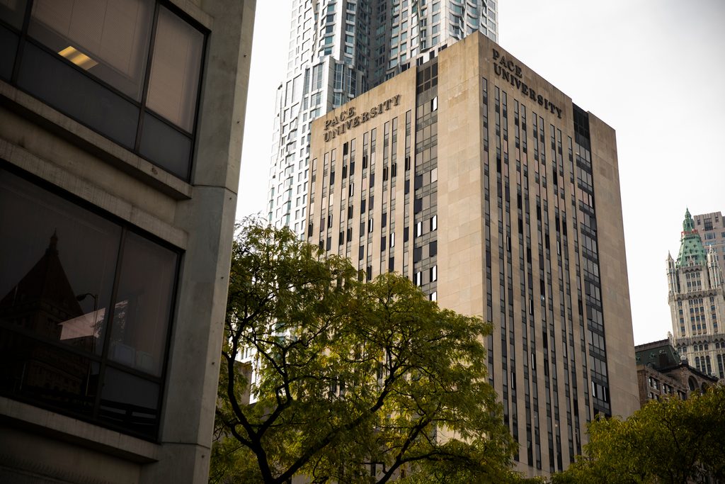 High rise Pace university campus building in New York