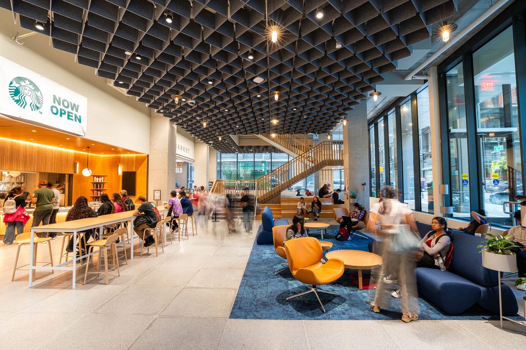 The entrance of Pace University's New York campus