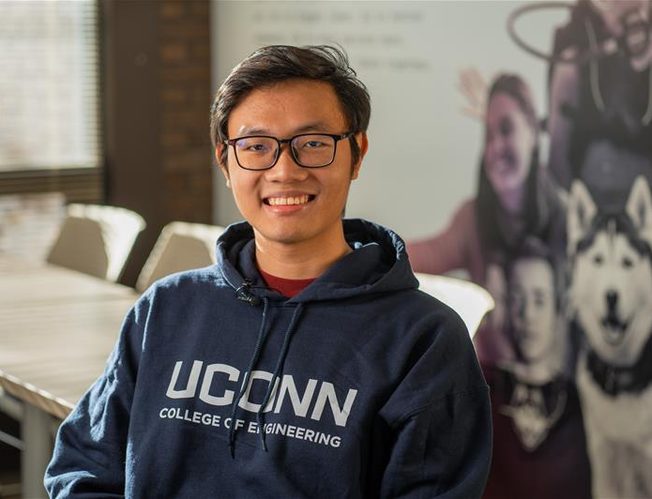 Student attending the University of Connecticut sharing his experience at Storrs Campus
