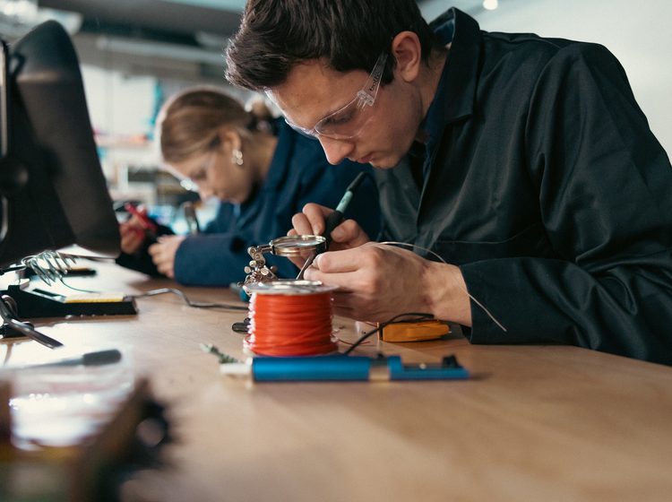 A student working in a laboratory at TEDI university of London