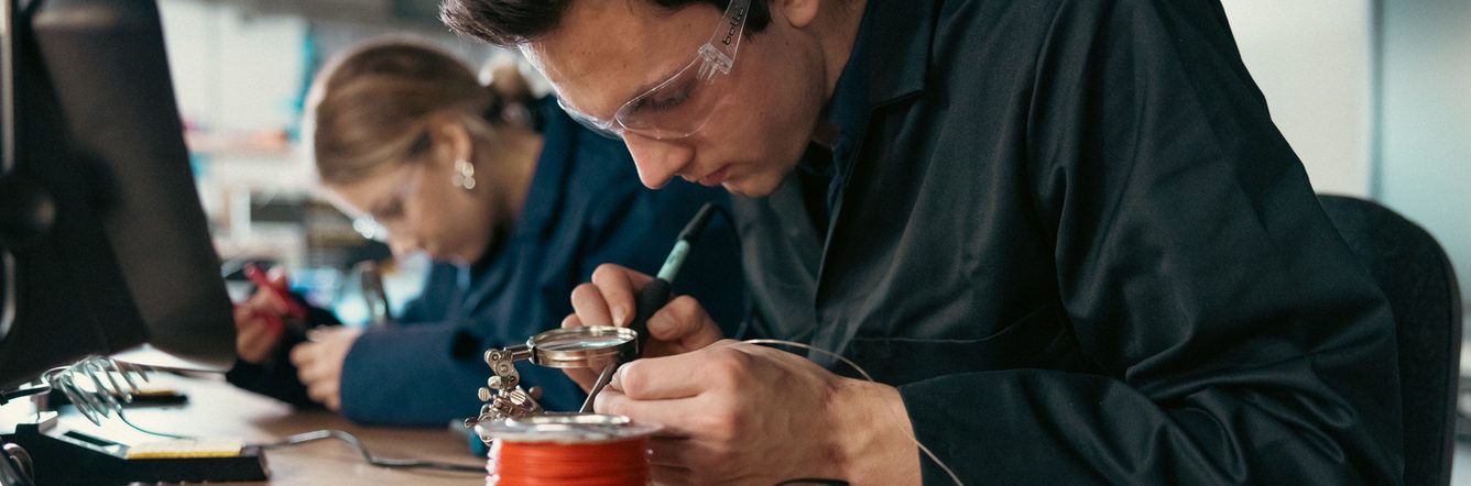 A student working in a laboratory at TEDI university of London