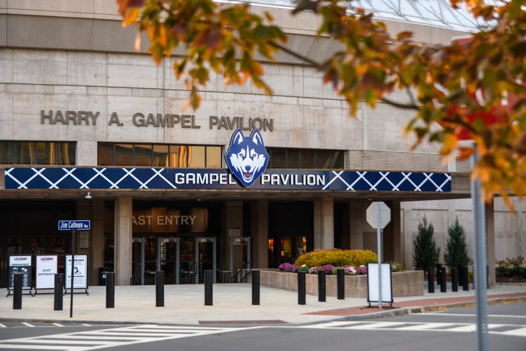 Entrance of the Gampel Pavilion at University of Connecticut