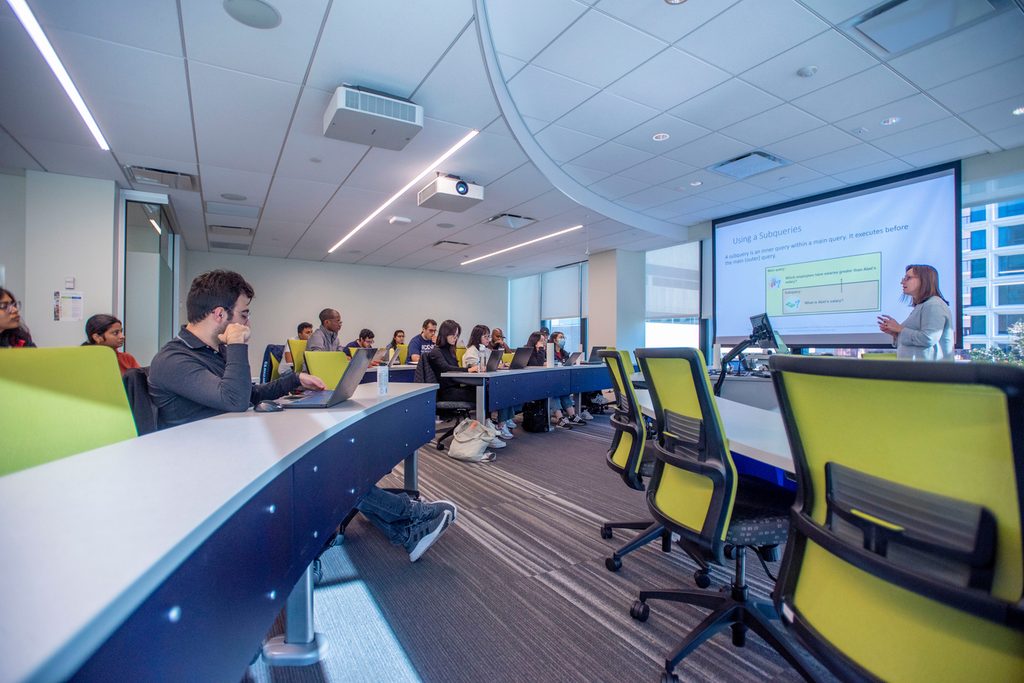 Students attending their lecture in the Graduate Business Learning Centre