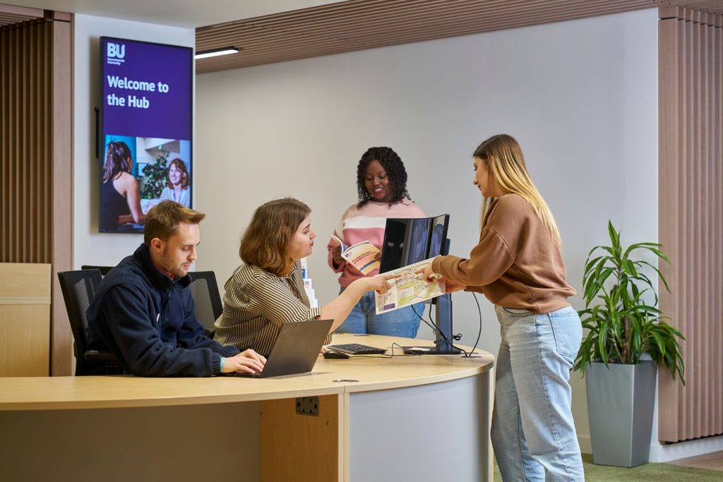 Students at the Student Services' Hub