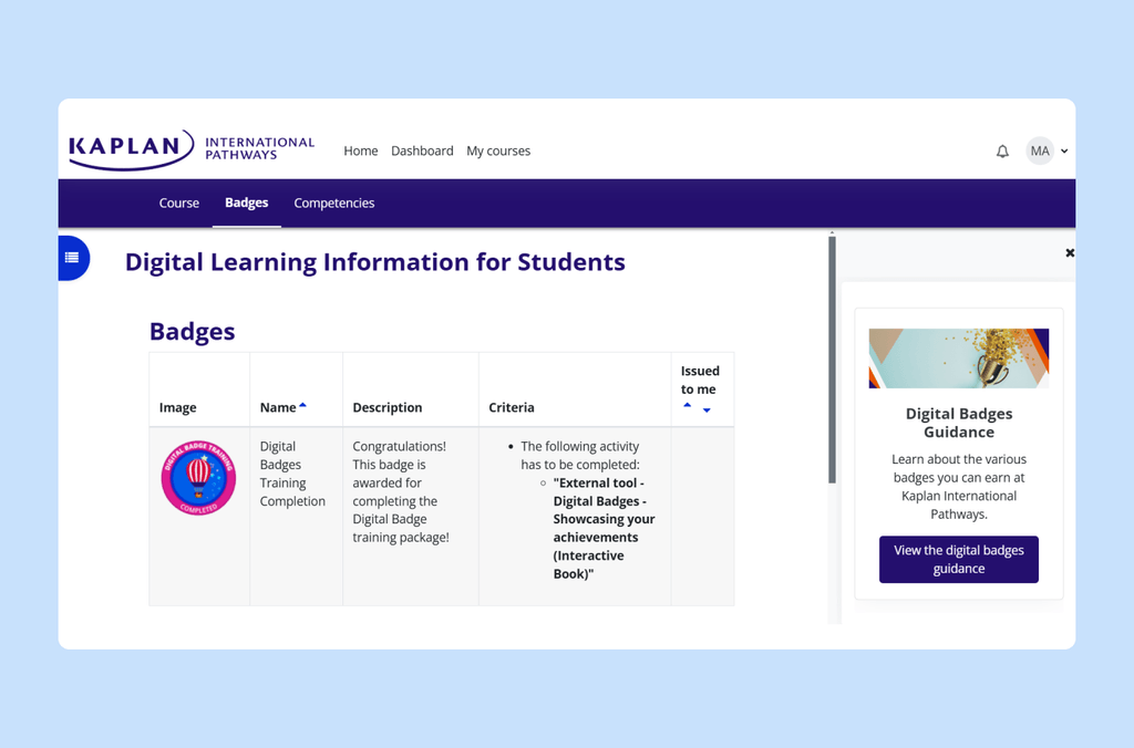 VLE digital badges