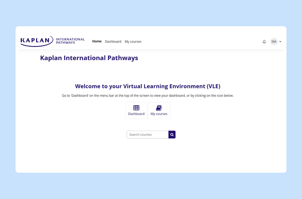 VLE homepage