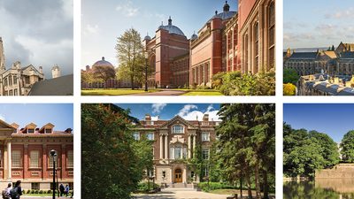 Six partner universities - campus buildings collage