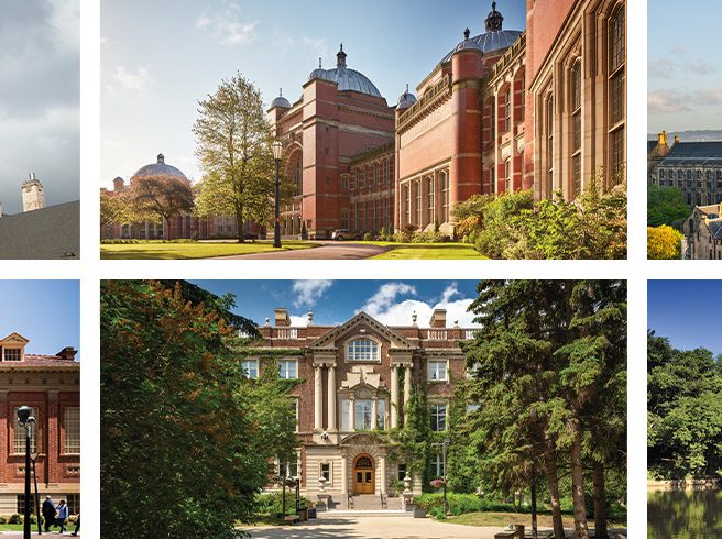 Six partner universities - campus buildings collage