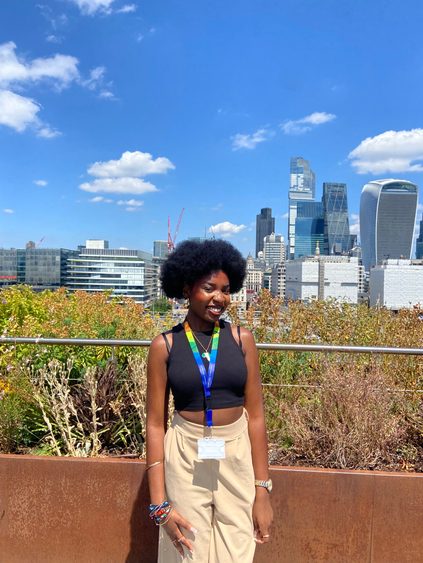 Eniola during her internship at Kaplan on the rooftop