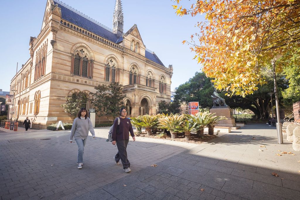 Students walking on campus