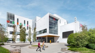 Emily Carr University main campus with outdoor area in front