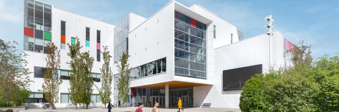 Emily Carr University main campus with outdoor area in front