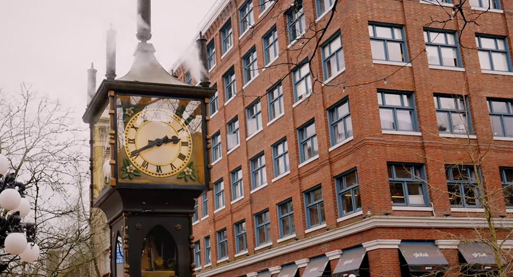 Gastown Steam Clock in downtown Vancouver featured in the Moving to Vancouver video