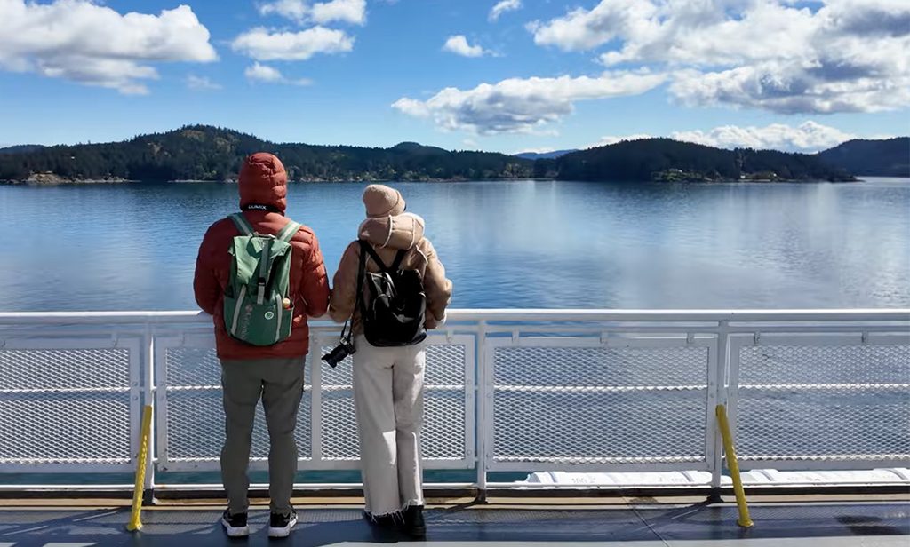 Scenic coastal view from a ferry featured in the Top Things to Do in and Around Vancouver video